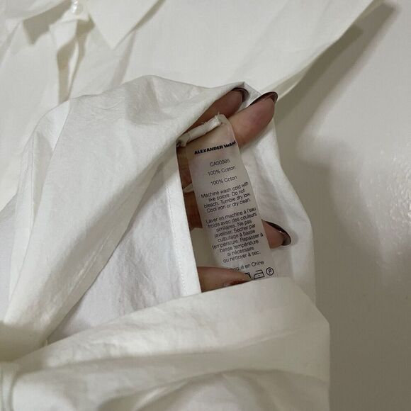 T Alexander Wang button down white cotton tie waist top size XS - Picture 6 of 7